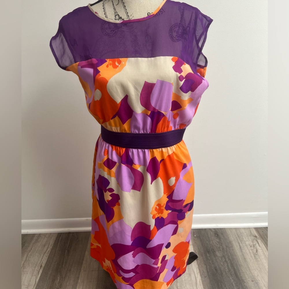Colorful Sheer Top Cocktail Dress - Picture 1 of 15